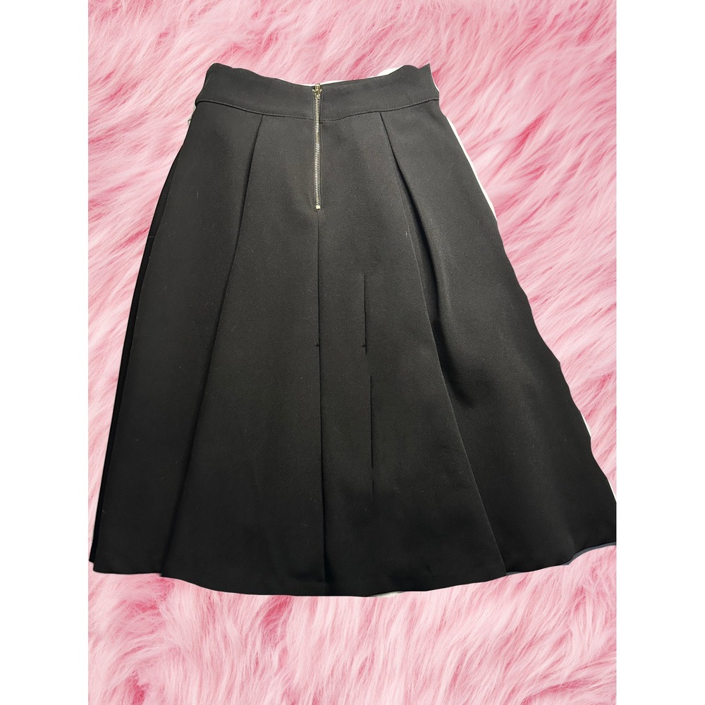 LuLus Black Pleated Midi Skirt High Waist Zipper Closure XS - Picture 2 of 4